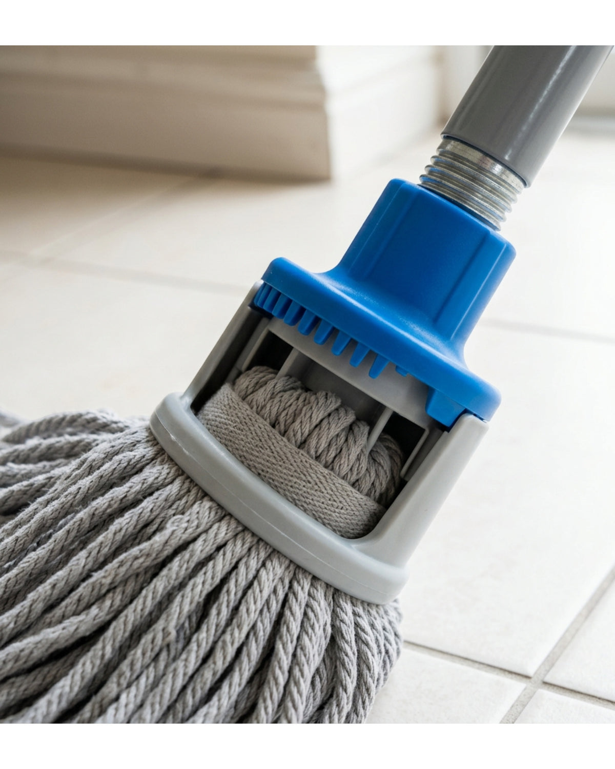 Kmxwp Self-Wringing Cotton Strip Mop with Ratchet Collar Gray - Detail view