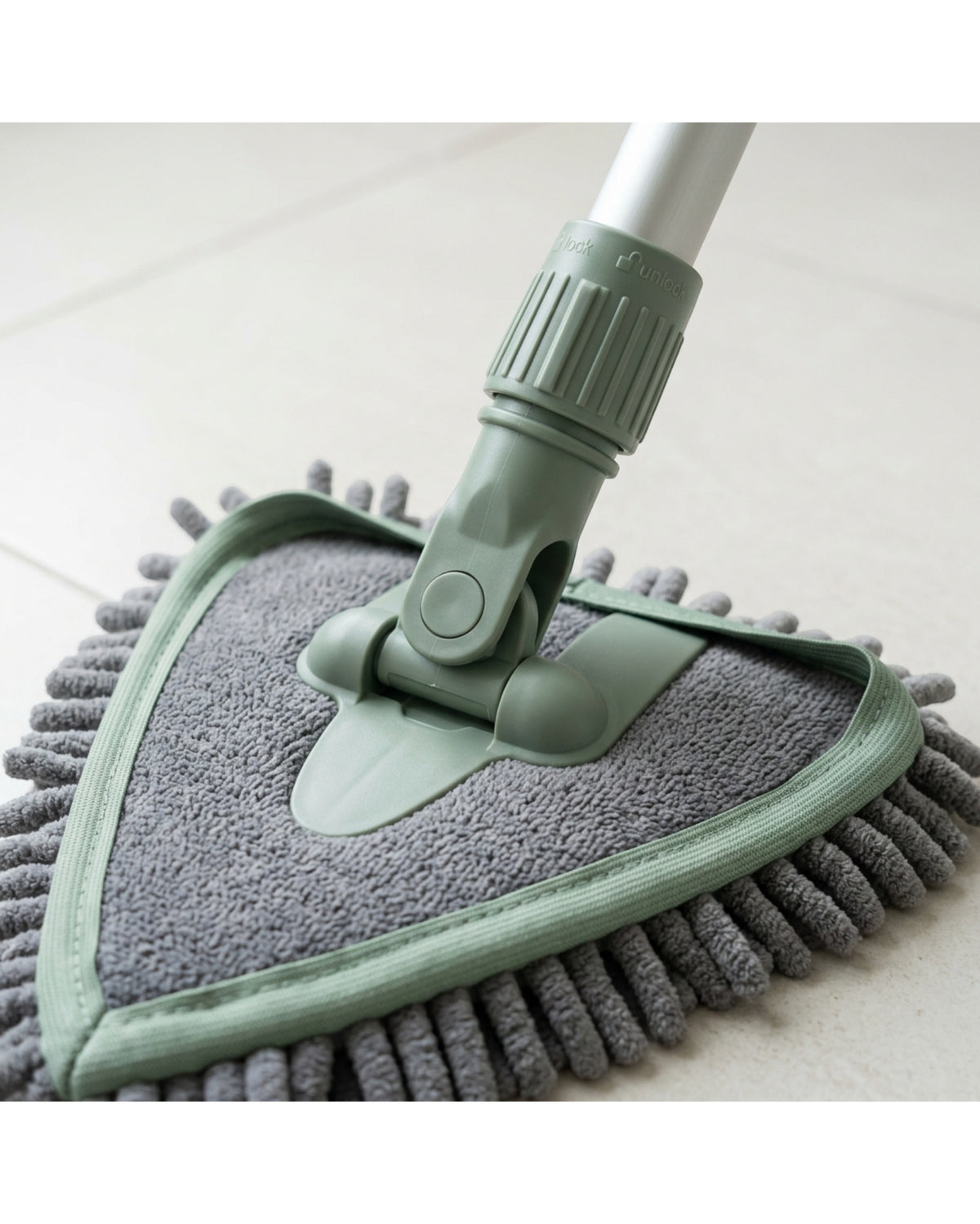 Kmxwp Triangular Chenille Dust Mop with Telescoping Handle Sage - Detail view