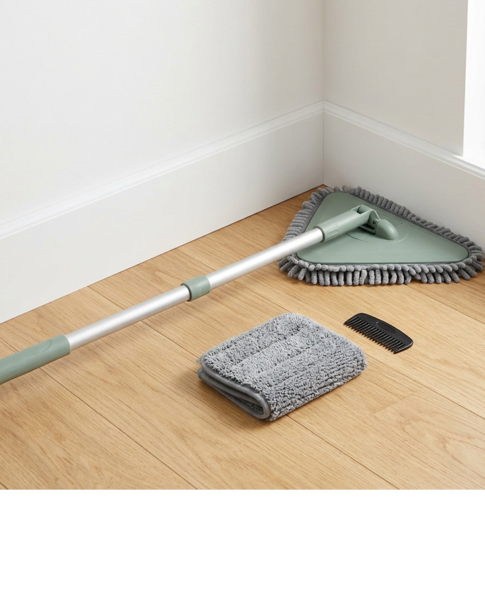 Kmxwp Triangular Chenille Dust Mop with Telescoping Handle Sage - Lifestyle view