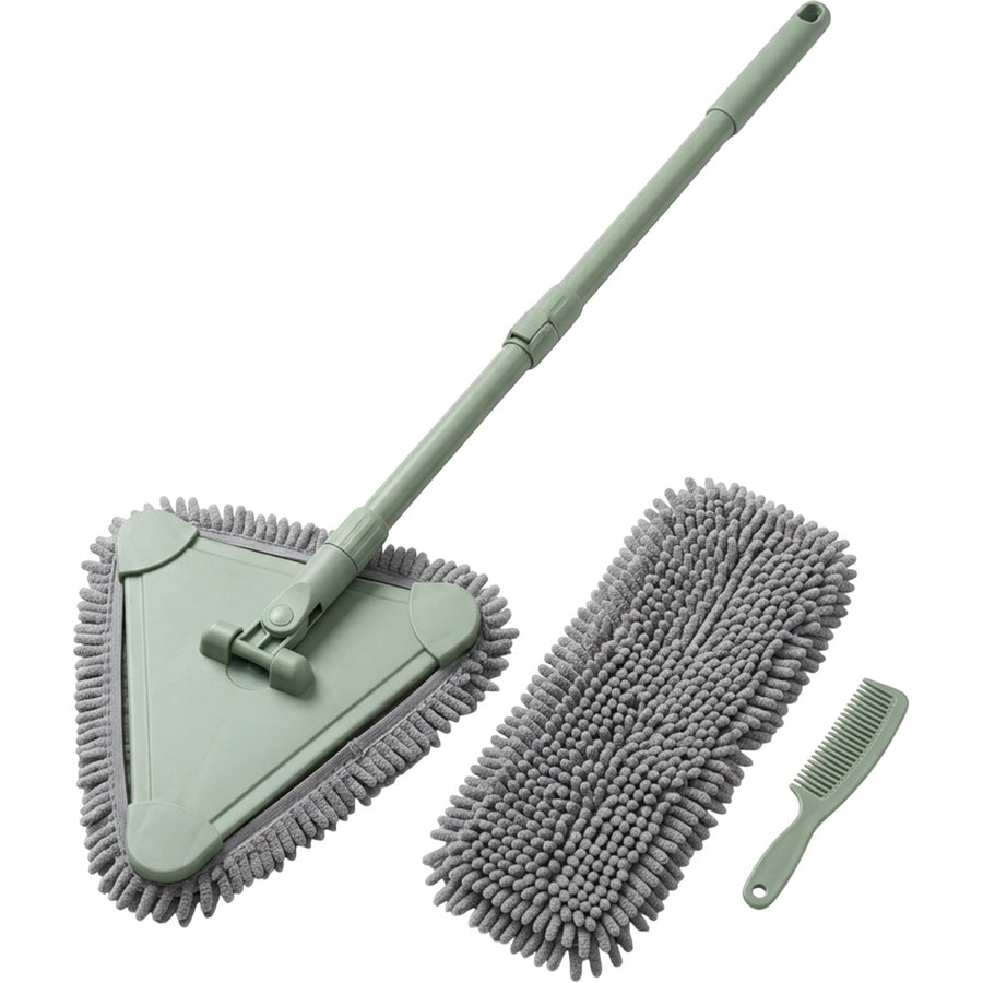 Kmxwp Triangular Chenille Dust Mop with Telescoping Handle Sage